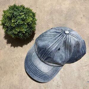 Vintage Wash Denim Jean Baseball Cap Hat sporty Boho Faded Distressed‎ Light